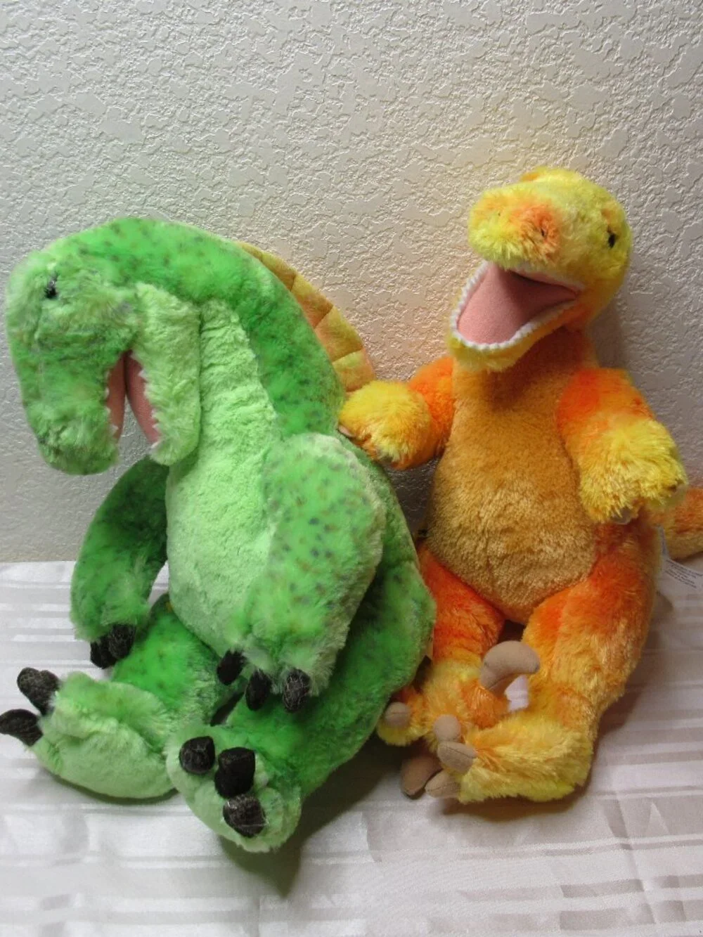 Build-A-Bear Workshop Dinosaur Plush Toy Set of 2 Green T-Rex & Orange Raptor
